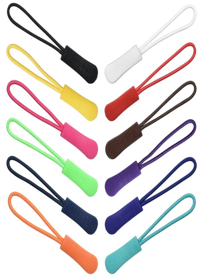 BDS-HOME 120Pcs 12 Color Colorful Zipper Pulls Nylon Cord Zipper Tag Extension Pulls Fixer Cord Tag Replacement for Clothes Luggage Backpacks Jackets Handbag Tents - Image 1